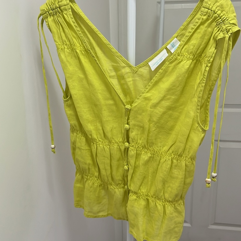 Cynthia Rowley 100%linen Lime Green Sleeveless Top - Picture 3 of 3